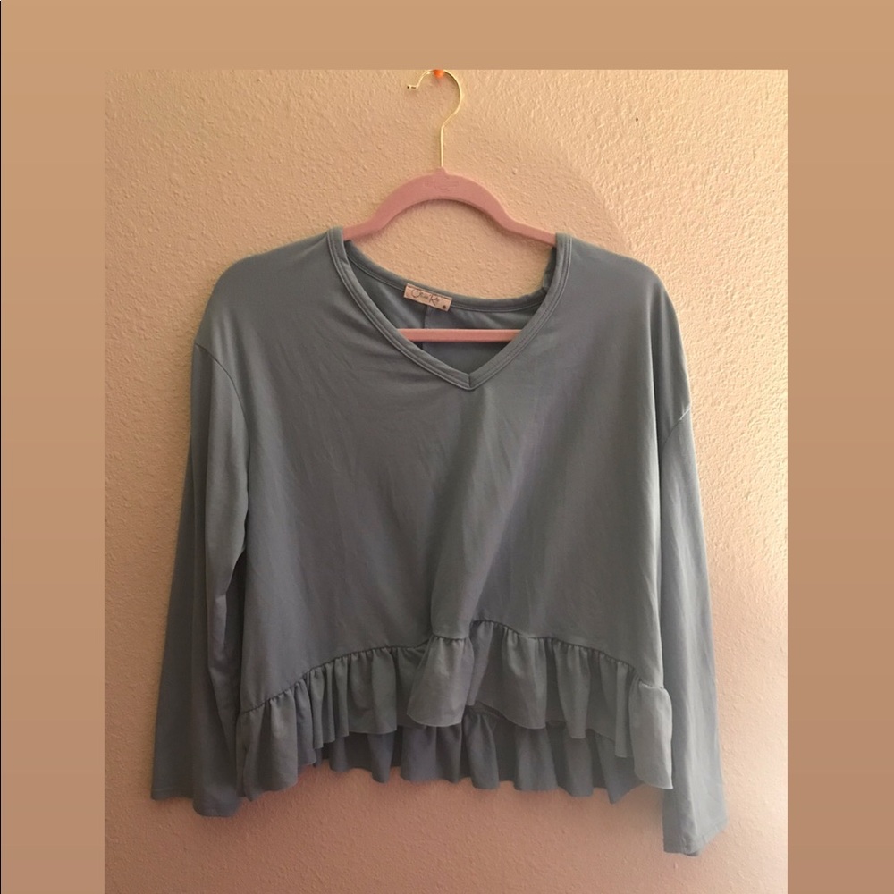 A Sky Blue Long Sleeved Crop Top
